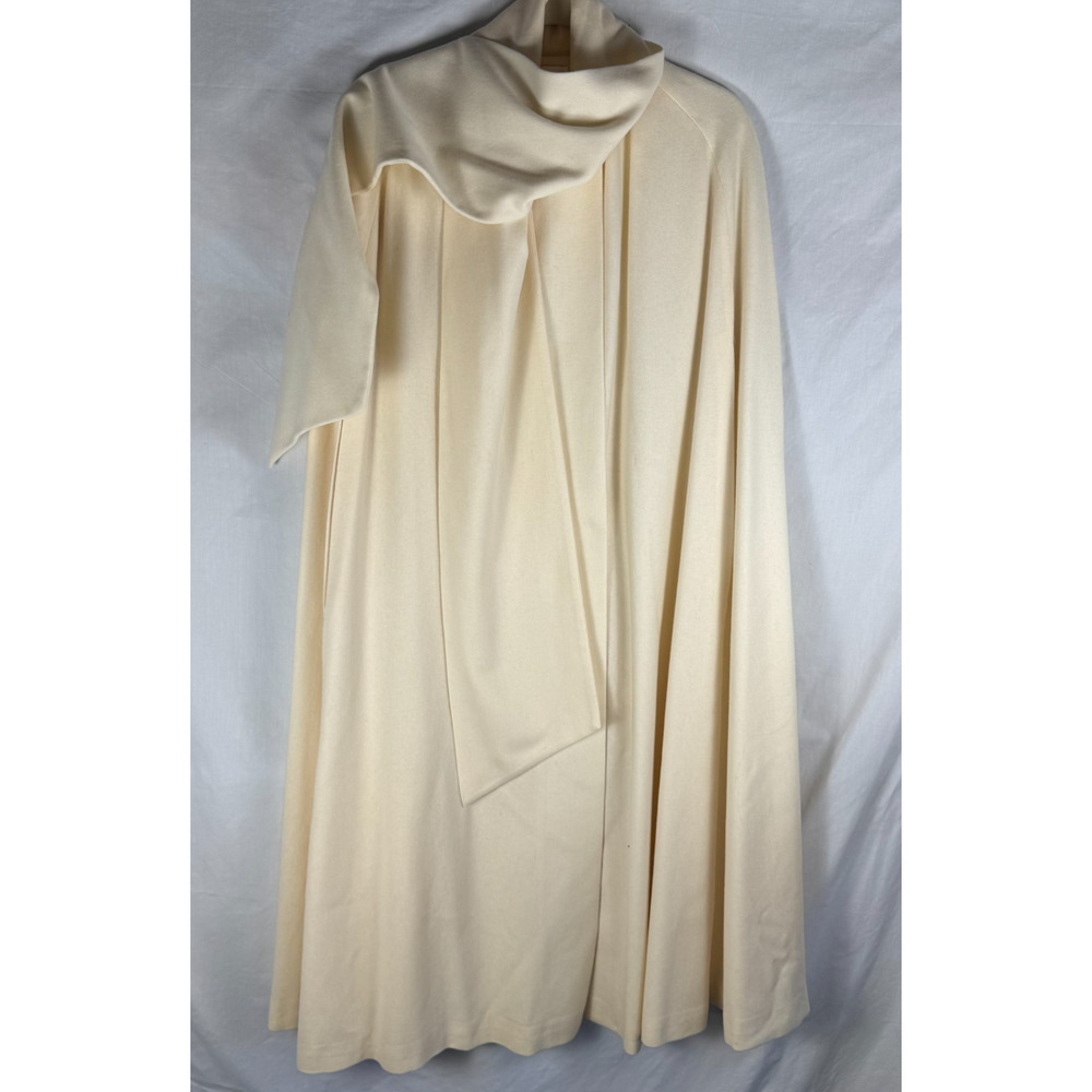 Vintage Elegant Fashions 100% Wool Cream Midi Cape Poncho Cloak USA One Size